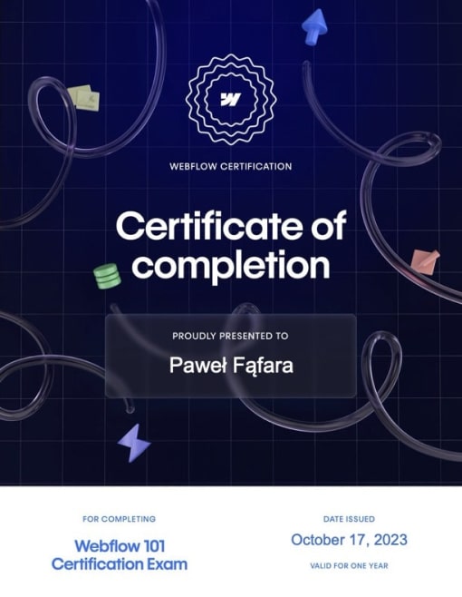 Certyfikat Webflow 101
