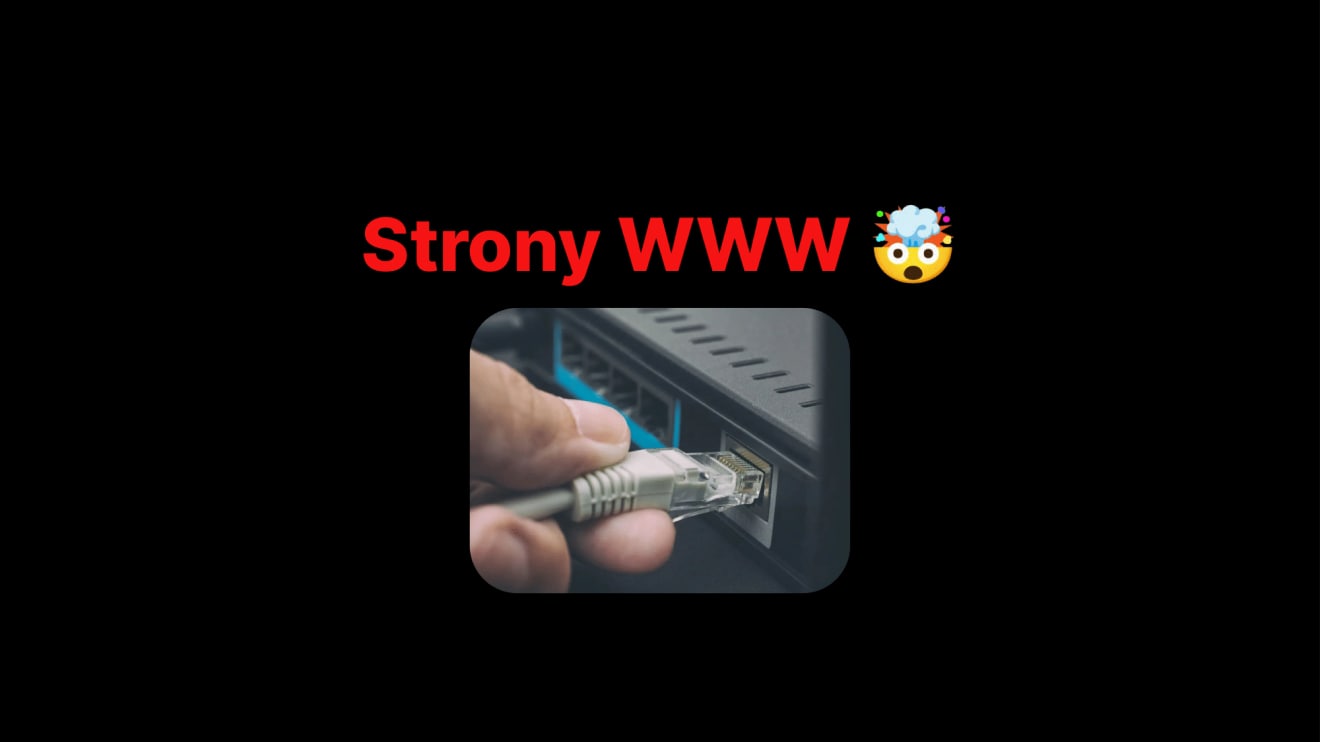 Kabel ethernet, podłączany do gniazda z dopiskiem strony WWW.