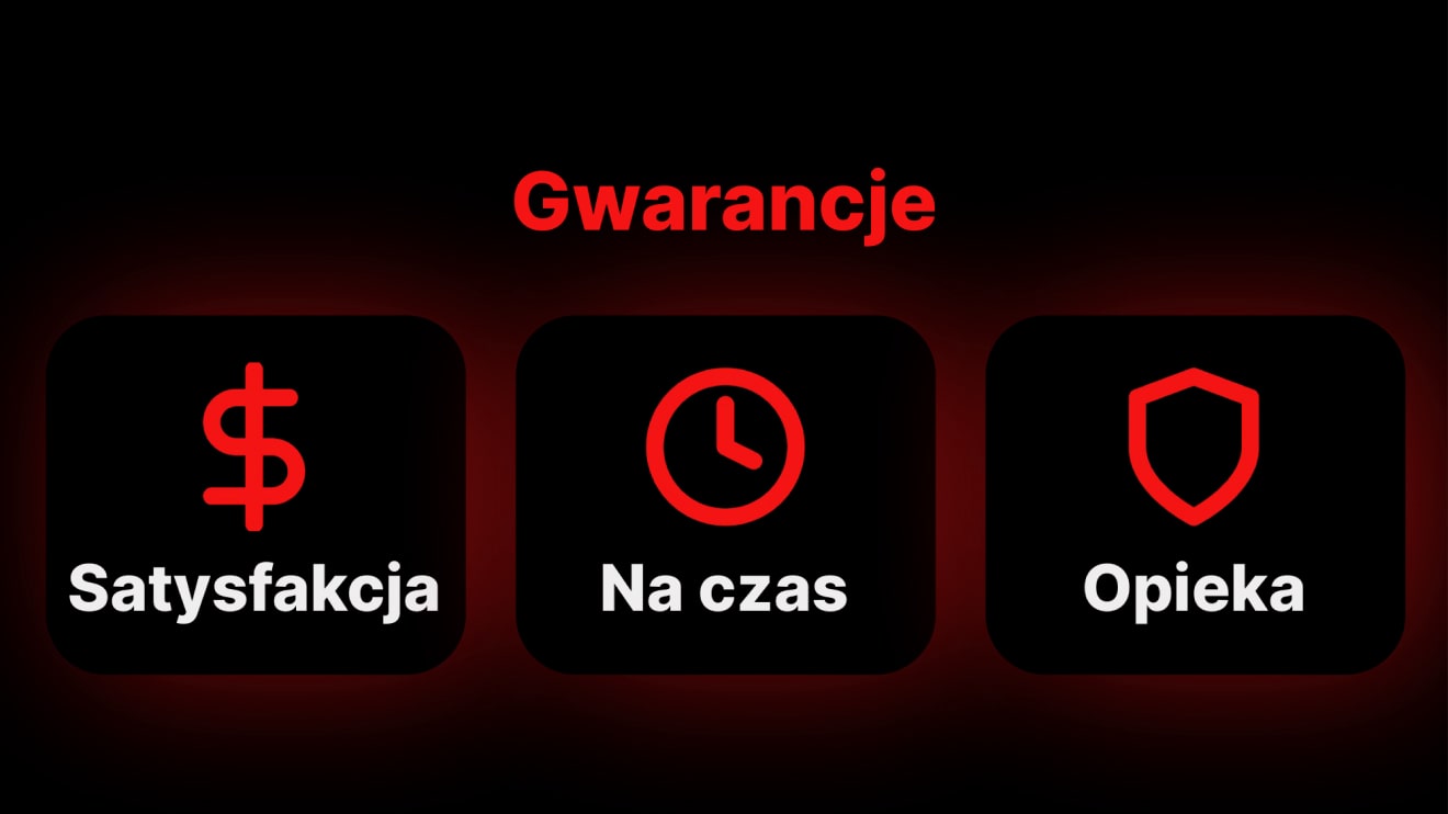 Moje 3 kluczowe gwarancje: satysfkacja, na czas i opieka.