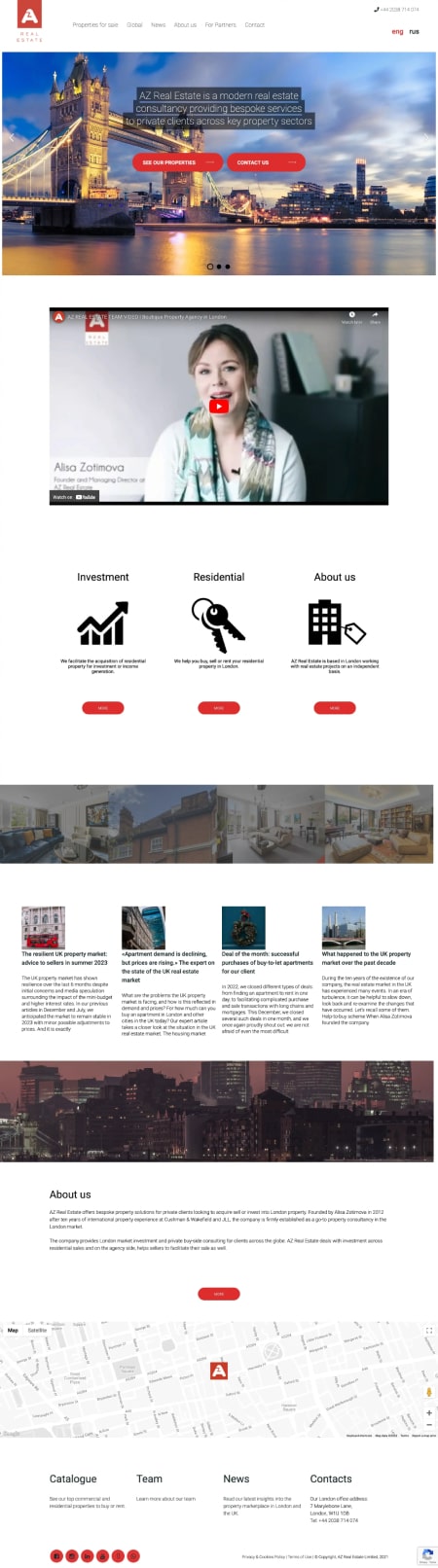 Stara wersja strony internetowej biura nieruchomości AZ Real Estate
