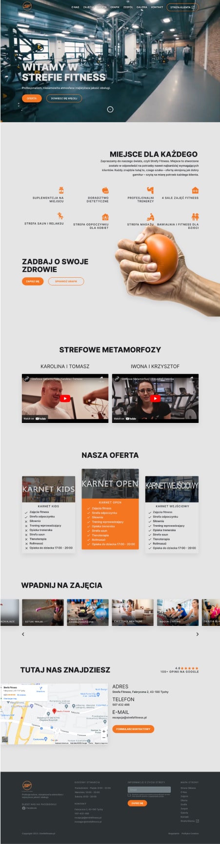 Zmodernizowany projekt strony internetowej siłowni Strefa Fitness