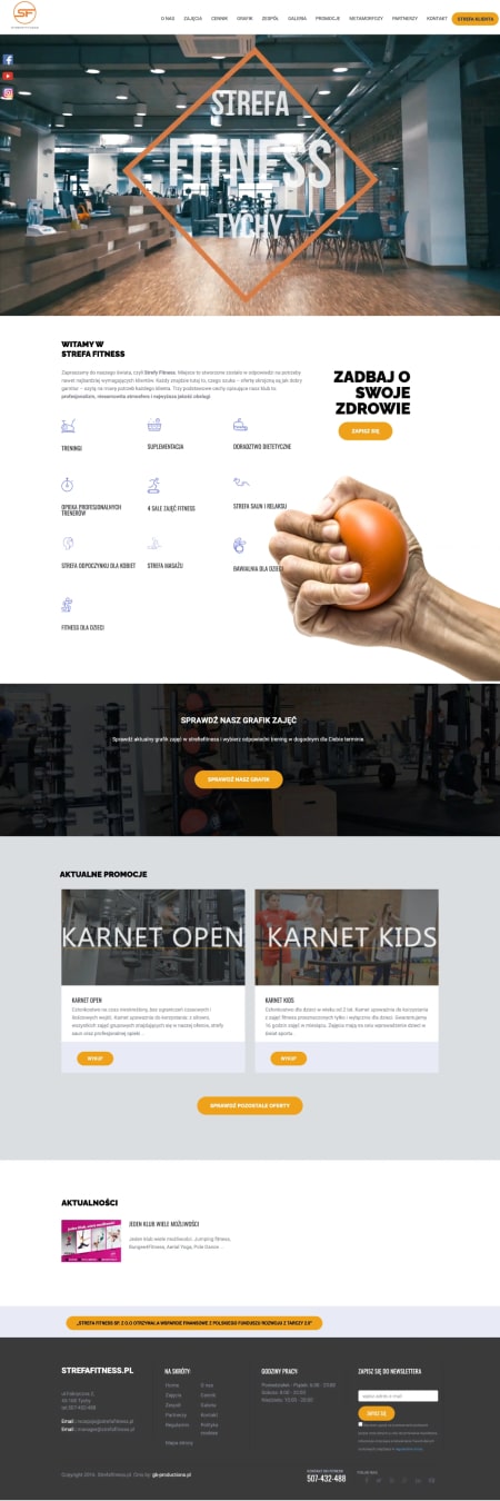 Stara wersja strony internetowej siłowni Strefa Fitness
